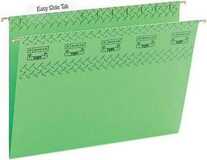 Smead 64042 Tuff Hanging Folder w/Easy Slide Tab, Letter, Green, 18/Pack
