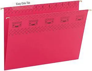 Smead 64043 Tuff Hanging Folder w/Easy Slide Tab, Letter, Red, 18/Pack