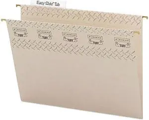 Smead 64092 Tuff Hanging Folder w/Easy Slide Tab, Letter, Steel Gray, 18/Pack