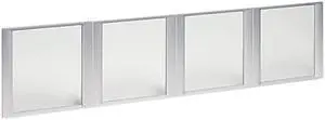 Glass Door Set With Silver Frame For 72" Wide Hutch, Clear, 4 Doors/Set