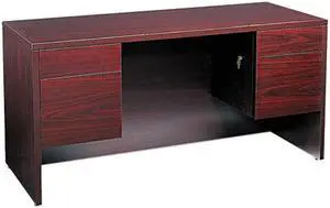 HON 10565NN 10500 Series Kneespace Credenza With 3/4-Height Pedestals, 60w x 24d, Mahogany
