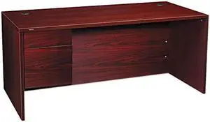 HON 10584LNN 10500 Series "L" Workstation Single Pedestal Desk, Mahogany