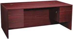 HON 10593NN 10500 Series 3/4-Height Double Pedestal Desk, Mahogany