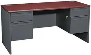 HON 38852NS 38000 Series Kneespace Credenza, 60w x 24d x 29-1/2h, Mahogany/Charcoal