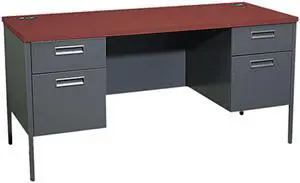 HON P3231NS Metro Series Kneespace Credenza, 60w x 24d x 29-1/2h, Mahogany/Charcoal