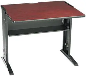Safco Computer Desk W/ Reversible Top, 35-1/2w x 28d x 30h, Mahogany/Medium Oak/Black