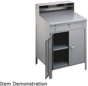 Steel Cabinet Shop Desk, 36w x 30d x 53-3/4h, Medium Gray