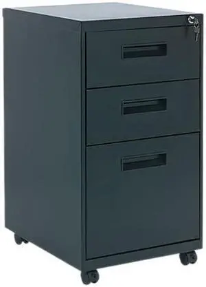 Alera PA53-2820BL Three-Drawer Mobile Pedestal File, 15-7/8w x 19-3/4d x 28-1/4h, Black