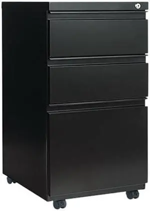 Alera PB53-2819BL (ALEPB532819BL) Three-Drawer Mobile Pedestal File W/ Full-Length Pull, 15-7/8w x 19-1/4d, Black Alera PB53-2819BL (ALEPB532819BL) Three-Drawer Mobile Pedestal File W/ Full-Length Pull, 15-7/8w x 19-1/4d, Black