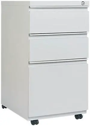Alera PB53-2819LG (ALEPB532819LG) 3-Drawer Mobile Pedestal File W/ Full-Length Pull, 15-7/8w x 19-1/4d, Light Gray