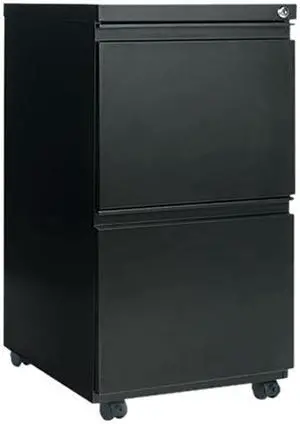 Alera PB54-2819BL (ALEPB542819BL) Two-Drawer Mobile Pedestal File With Full-Length Pull, 15-7/8w x 19-1/4d, Black