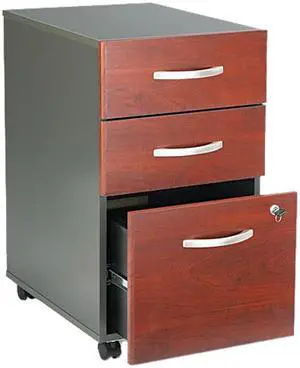 BUSH FURNITURE WC24453SU Series C 3-Drawer Mobile Ped File, 15-3/4w x 20-3/8d, Graphite Gray/Dark Cherry