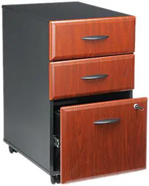 BUSH FURNITURE WC94453SU B/B/F Drawer Mobile Vertical File, 15-5/8w x 20-3/8d, Hansen Cherry/Galaxy
