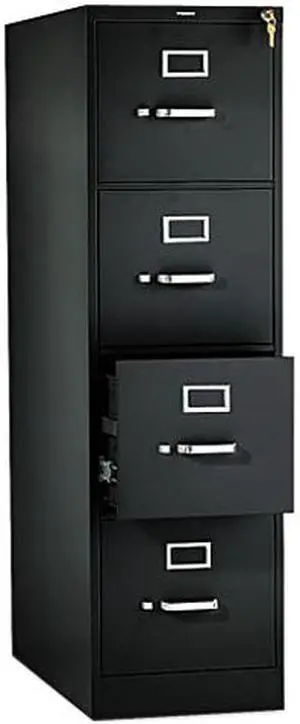 HON 314PP 310 Series Four-Drawer, Full-Suspension File, Letter, 26.50" Depth, Black