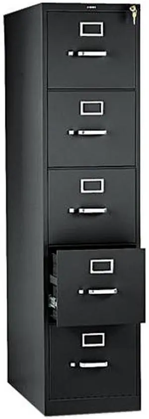 HON 315PP 310 Series Five-Drawer, Full-Suspension File, Letter, 26-1/2d, Black