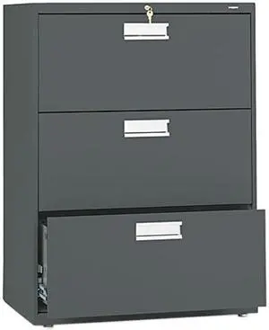 HON 673LS 600 Series Three-Drawer Lateral File, 30w x19-1/4d, Charcoal