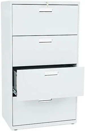 HON 674LQ 600 Series Four-Drawer Lateral File, 30.00" Width x 19.25" Depth, Light Gray