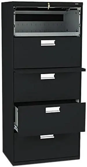 HON 675LP 600 Series Five-Drawer Lateral File, 30w x19-1/4d, Black