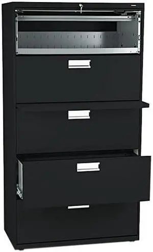 HON 685LP 600 Series Five-Drawer Lateral File, Black