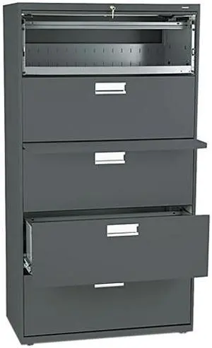 HON 685LS 600 Series Five-Drawer Lateral File, Charcoal