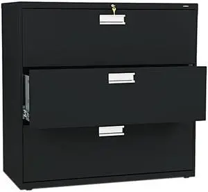 HON 693LP 600 Series Three-Drawer Lateral File, Black