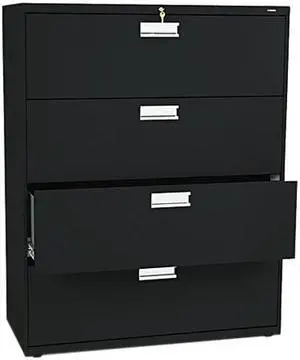 HON 694LP 600 Series Four-Drawer Lateral File, 42.00" Width x 18.00" Depth, Black
