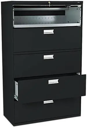 HON 695LP 600 Series Five-Drawer Lateral File, 42.00" Width x 19.30" Depth, Black