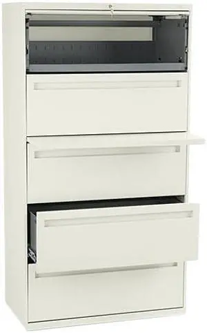 HON 785LL 700 Series Five-Drawer Lateral File w/ Roll-Out & Posting Shelf, 36" Width, Putty
