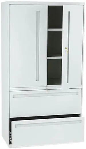 HON 785LSQ 700 Series Lateral File w/Storage Cabinet, 36w x 19-1/4d, Light Gray