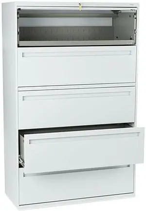 HON 795LQ 700 Series Five-Drwr Lateral File With Roll-Out & Posting Shelves, Light Gray