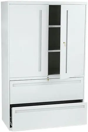 HON 795LSQ 700 Series Lateral File w/Storage Cabinet, 42w x 19-1/4d, Light Gray