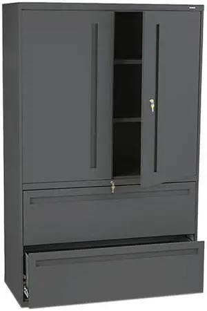 HON 795LSS 700 Series Lateral File w/ Storage Cabinet, 42.00" Width x 19.30" Depth, Charcoal