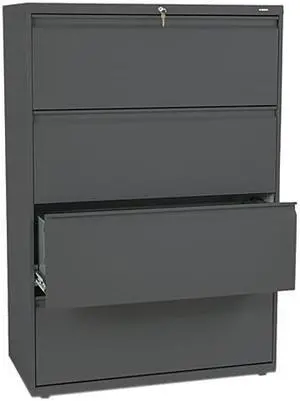 HON 884LS 800 Series Four-Drawer Lateral File, 36w x 19-1/4d x 53-1/4h, Charcoal