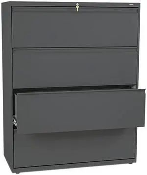 HON 894LS 800 Series Four-Drawer Lateral File, 42w x 19-1/4d x 53-1/4h, Charcoal