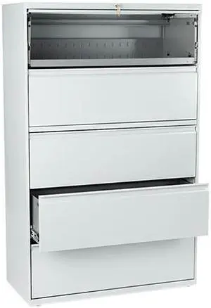 HON 895LQ 801 Series Five-Drawer Lateral File, Roll-Out/Posting Shelves, 42w x 67h, Lt Gra
