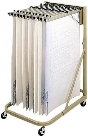 Safco 5026 Steel Sheet File Mobile Stand, 12 Hanging Clamps, 27w x 37-1/2d x 61-5/8h, Sand