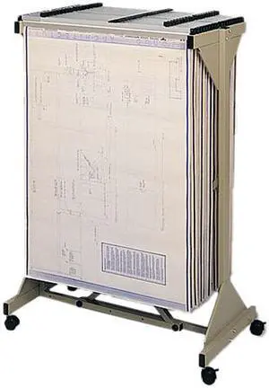 Safco 5060 Sheet File Mobile Plan Center, 18 Hanging Clamps, 43-3/4w x 20-1/2d x 51h, Sand