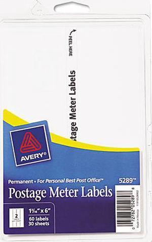 Avery Postage Meter Labels for Personal Post Office, 1-25/32" x 6", 60 Labels (5289)