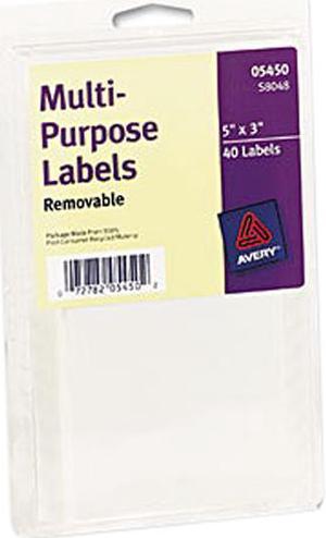 Avery 05450 Print or Write Removable Multi-Use Labels, 3 x 5, White, 40/Pack