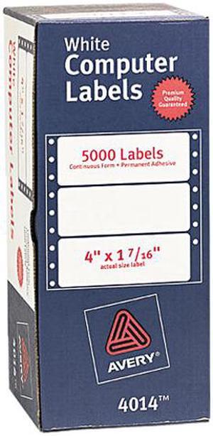 Avery Continuous Form Computer Labels, Permanent Adhesive, 4" x 1-7/16", 5,000 Labels (4014)