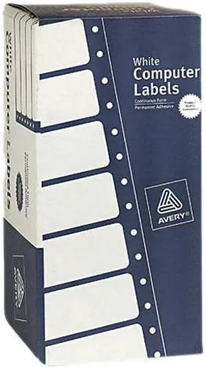 Avery 4076 Dot Matrix Printer Shipping Labels, 1 Across, 2-15/16 x 5, White, 3000/Box