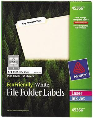 Avery 45366 EcoFriendly Labels, 2/3 x 3-7/16, White, 1500/Pack