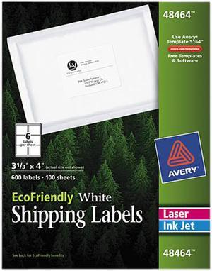 Avery EcoFriendly Laser/Inkjet Shipping Labels 3 1/3 x 4 White 600/Pack 48464