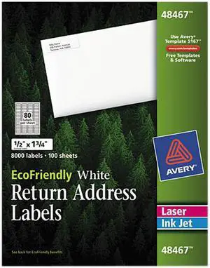 Avery 48467 EcoFriendly Labels, 1/2 x 1-3/4, White, 8000/Pack