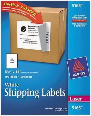 Avery Shipping Labels, TrueBlock Technology, Permanent Adhesive, 8-1/2" x 11", 100 Labels (5165)