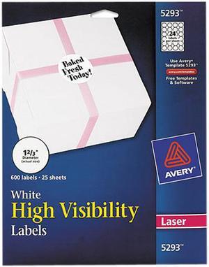 Avery High-Visibility Labels, Permanent Adhesive, 1-2/3" Diameter, 600 Labels (5293)