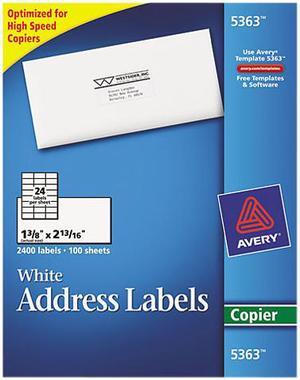 Avery 5363 Self-Adhesive Address Labels for Copiers, 1-3/8 x 2-13/16, White, 2400/Box