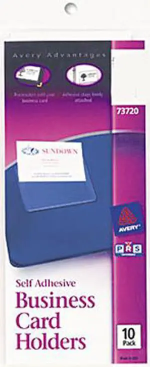 Avery 73720 Self-Adhesive Business Card Holders, Top Load, 3-1/2 x 2, Clear, 10/Pack