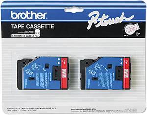 Brother TC11 P-touch Laminated Tape, 2 pk 12mm (0.47") Red on Clear tape for P-Touch 7.7m (25.2 ft) each Brother TC11 P-touch Laminated Tape, 2 pk 12mm (0.47") Red on Clear tape for P-Touch 7.7m (25.2 ft) each