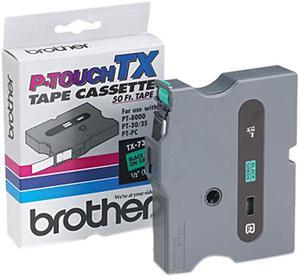 Brother TX7311 TX Tape Cartridge for PT-8000, PT-PC, PT-30/35, 1/2w, Black on Green